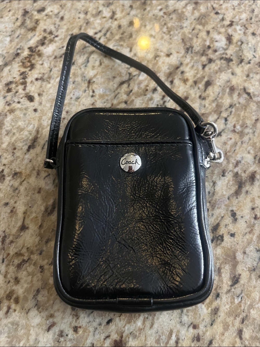 Coach Black Patent Leather Mini Crossbody Pouch